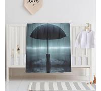 WBQLSL Coperta per bambini con ombrello nero con motivo pioggia 76,2 x 101,6 cm, coperta per culla, regalo per neonati