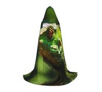 WBQLSL Cosplay con cappuccio camaleonte dagli occhi rossi stampato piccolo mantello, costume, accessorio essenziale per le feste, taglie S/M/L (unisex)