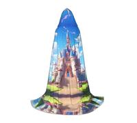 WBQLSL Cosplay con cappuccio Fuori dal castello stampato piccolo mantello, costume, accessorio essenziale per feste di vacanza, taglie S/M/L (unisex)