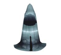 WBQLSL Cosplay con cappuccio nero ombrello sotto la pioggia stampato mantello medio, costume, accessorio essenziale per le feste, taglie S/M/L (unisex)