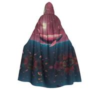 WBQLSL Costume da balena nucleare da sogno marino per Halloween, mantello in maschera con cappuccio per rave (lunghezza 147 cm/altezza cappuccio 38 cm)