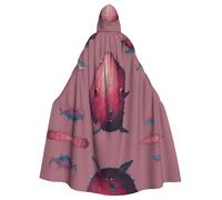 WBQLSL Costume da balena nucleare da sogno per Halloween, mantello in maschera con cappuccio (lunghezza 147 cm/altezza cappuccio 38 cm)
