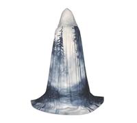 WBQLSL Costume di Halloween, con stampa della foresta nella nebbia, mantello da mago S, adatto per adulti e ragazzi, taglie S, M, L disponibili