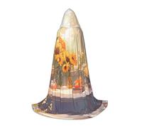 WBQLSL Costume di Halloween, girasoli sotto il davanzale della finestra stampato S Wizard Cape, adatto per adulti e ragazzi, taglie S, M, L disponibile