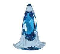 WBQLSL Costume di Halloween, mantello da mago stampato con cristalli blu, adatto per adulti e ragazzi, taglie S, M, L disponibili