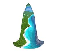 WBQLSL Costume di Halloween, un'isola nell'oceano stampato S Wizard Cape, adatto per adulti e ragazzi, taglie S, M, L disponibili