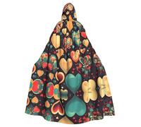 WBQLSL Cuori colorati Mantello con cappuccio per Halloween, perfetto per Halloween, feste in costume e cosplay.