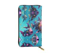WBQLSL Cybernetic fish Pochette lunga in pelle con portamonete con cerniera e 12 scomparti per carte di credito, portafoglio per contanti da viaggio leggero