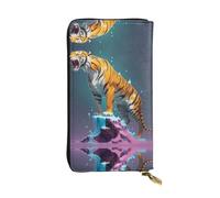WBQLSL Dali's Melting Tiger Pochette lunga in pelle con portamonete con cerniera e 12 scomparti per carte di credito, portafoglio per contanti da viaggio leggero
