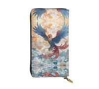 WBQLSL Data Stream Phoenix Elegante portafoglio in pelle, 19 x 10,5 cm lungo portamonete con cerniera, comodo portafoglio per contanti da viaggio