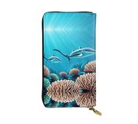 WBQLSL Deep Sea Whales Pochette lunga in pelle con portamonete con cerniera e 12 scomparti per carte di credito, portafoglio per contanti da viaggio leggero