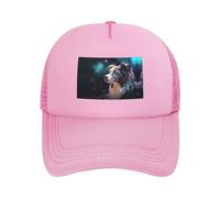 WBQLSL Divertente cappello da baseball con stampa nera per cani da compagnia, cappello da sole regolabile in rete leggera, rosa, Taglia unica