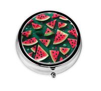 WBQLSL Dream Watermelon Mini scatola per medicine con tre scomparti, piccola scatola rotonda per medicine, portatile