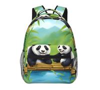 WBQLSL Due simpatici panda zaino casual, zaino per computer portatile per viaggi, escursionismo, campeggio, palestra