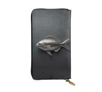 WBQLSL Elegante portafoglio in pelle con pesce luccicante, 19 x 10,5 cm, portamonete con cerniera, comodo portafoglio per contanti da viaggio