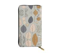 WBQLSL Elegante portafoglio in pelle con rami e foglie colorate, 19 x 10,5 cm, portamonete con cerniera, comodo portafoglio per contanti da viaggio