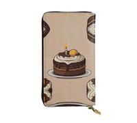 WBQLSL Elegante portafoglio in pelle con torta al cioccolato, 19 x 10,5 cm lungo portamonete con cerniera, comodo portafoglio per contanti da viaggio