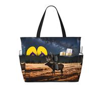WBQLSL Elk nel prato Pattern spiaggia borsa da viaggio per palestra/piscina/supermercato shopping/breve viaggio