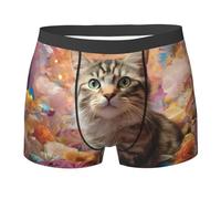 WBQLSL Energetic Cat Patterns - Boxer da uomo ad asciugatura rapida, traspirante e comodo da indossare tutti i giorni, Nero , L