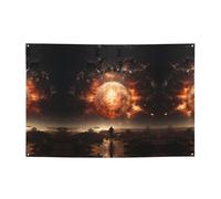 WBQLSL Esplosione sulla Terra Striscione per feste stampato 119,4 x 180,3 cm per compleanno/Natale/laurea/anniversario