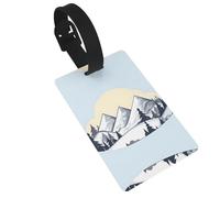 WBQLSL Etichette per bagagli bianche con montagne innevate, eleganti e resistenti, per zaini e bagagli personalizzati
