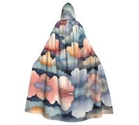 WBQLSL Fantastico mantello colorato nuvole Halloween mantello con cappuccio costume rave (lunghezza 147 cm/altezza cappuccio 38 cm)