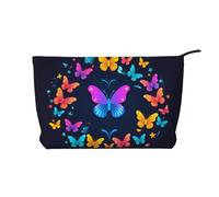 WBQLSL Farfalle formano un cerchio velluto a coste cosmetico borsa - borsa da viaggio, può contenere rossetto, polvere e altri cosmetici, nero, taglia unica