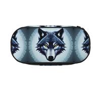 WBQLSL Fierce Wolf Head - Astuccio con stampa a testa di lupo, multistrato, adatto per riporre articoli di cancelleria da ufficio, Nero , Taglia unica, Beauty Case