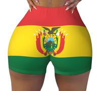 WBQLSL Flag of Bolivia - Pantaloncini sportivi da donna, elasticizzati, adatti per il tempo libero, per l'uso quotidiano o per lo sport, nero, XL