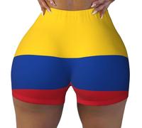 WBQLSL Flag of Colombia - Pantaloncini sportivi da donna, elasticizzati, adatti per il tempo libero, per l'uso quotidiano o per lo sport, nero, L