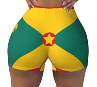 WBQLSL Flag of Grenada - Pantaloncini sportivi da donna, elasticizzati, adatti per il tempo libero, l'uso quotidiano o per lo sport, nero, L