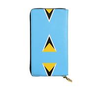 WBQLSL Flag of Saint Lucia Pochette lunga in pelle con portamonete con cerniera e 12 scomparti per carte di credito, portafoglio per contanti da viaggio leggero