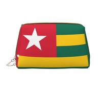 WBQLSL Flag of Togo, borsa per il trucco in pelle, borsa portatile di grande capacità, borsa da viaggio con tasca per il trucco