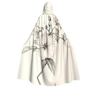 WBQLSL Flower Sketch Halloween mantello in maschera con cappuccio mantello rave party costume (lunghezza 147 cm/cappuccio altezza 38 cm)