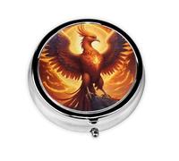 WBQLSL Flying Phoenix Mini scatola per medicinali con tre scomparti, piccola scatola rotonda per medicine, portatile