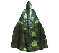 WBQLSL Fractal Fern Forest Halloween mantello in maschera mantello con cappuccio rave party costume (lunghezza 147 cm/altezza cappuccio 38 cm)