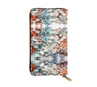 WBQLSL Frammenti di pixel in ceramica Pochette lunga in pelle con portamonete con cerniera e 12 scomparti per carte di credito, portafoglio per contanti da viaggio leggero