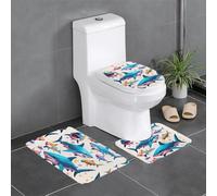 WBQLSL Graffiti SharkBathroom tappetino antiscivolo Set camera da letto tappetino vasca da bagno decorazione casa peluche tappeto