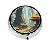 WBQLSL Growth Tree Rings Mini scatola medicinale con tre scomparti, piccola scatola rotonda per medicine, portatile