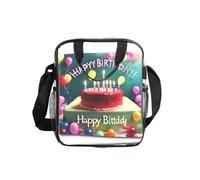 WBQLSL Happy Birthday Bella fantasia trasparente borsa a tracolla borsa pranzo borsa con cerniera e tracolla per donne uomini lavoro shopping