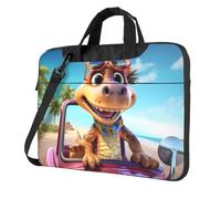 WBQLSL Happy Little Dinosaur Printing borsa a tracolla per computer portatile e valigetta, facile da trasportare per viaggi di lavoro e lavoro, Nero , 13 inch