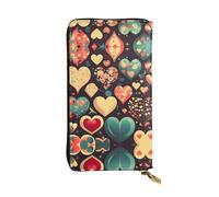 WBQLSL Heart Crush Flower elegante portafoglio in pelle, 19 x 10,5 cm lungo portamonete con cerniera, comodo portafoglio per contanti da viaggio