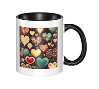 WBQLSL Heart Crush Flower - Tazza in ceramica a doppio colore, classica tazza con manico grande, adatta per ufficio e tempo libero, adatta al microonde