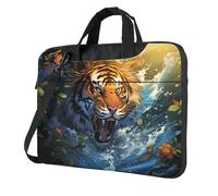 WBQLSL Hissing Tiger Printing borsa a tracolla per computer portatile e valigetta, facile da trasportare per viaggi di lavoro e lavoro, Nero , 13 inch