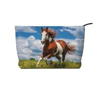 WBQLSL Horses of the Prairie - Trousse da viaggio in velluto a coste, può contenere rossetti, cipria e altri cosmetici, nero, taglia unica