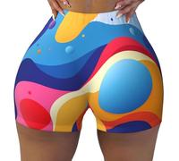 WBQLSL I pantaloncini sportivi da donna elasticizzati colorati stampati con palline ad arco sono adatti per il tempo libero, l'uso quotidiano o abbigliamento sportivo, nero, XX-Large