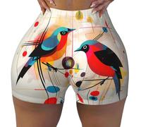 WBQLSL I pantaloncini sportivi da donna elasticizzati con stampa astratta sono adatti per il tempo libero, l'uso quotidiano o abbigliamento sportivo, nero, S