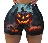 WBQLSL I pantaloncini sportivi da donna elasticizzati Cucurbit stampati sono adatti per il tempo libero, l'uso quotidiano o abbigliamento sportivo, nero, XX-Large
