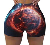 WBQLSL I pantaloncini sportivi da donna elasticizzati stampati a meteorite on fire sono adatti per il tempo libero, l'uso quotidiano o abbigliamento sportivo, nero, XX-Large