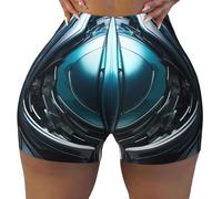 WBQLSL I pantaloncini sportivi da donna elasticizzati stampati con olio da cucina sono adatti per il tempo libero, l'uso quotidiano o abbigliamento sportivo, nero, S